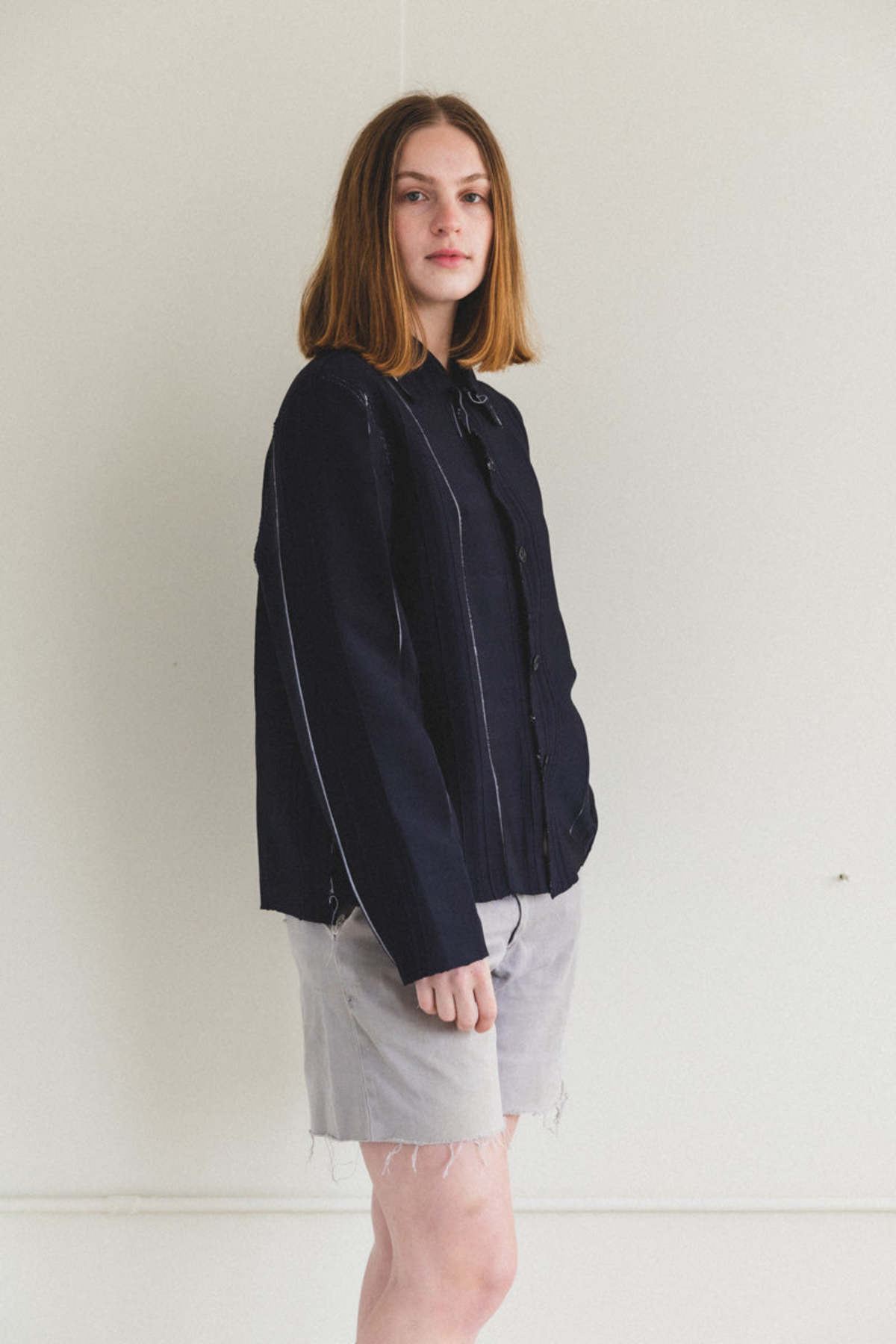 トップス camiel fortgens research cardigan S navy Research Knitted Zip Cardigan – La Garçonne