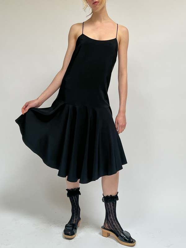 Vintage Tibi Spaghetti Strap Silk Dress - Black | Garmentory