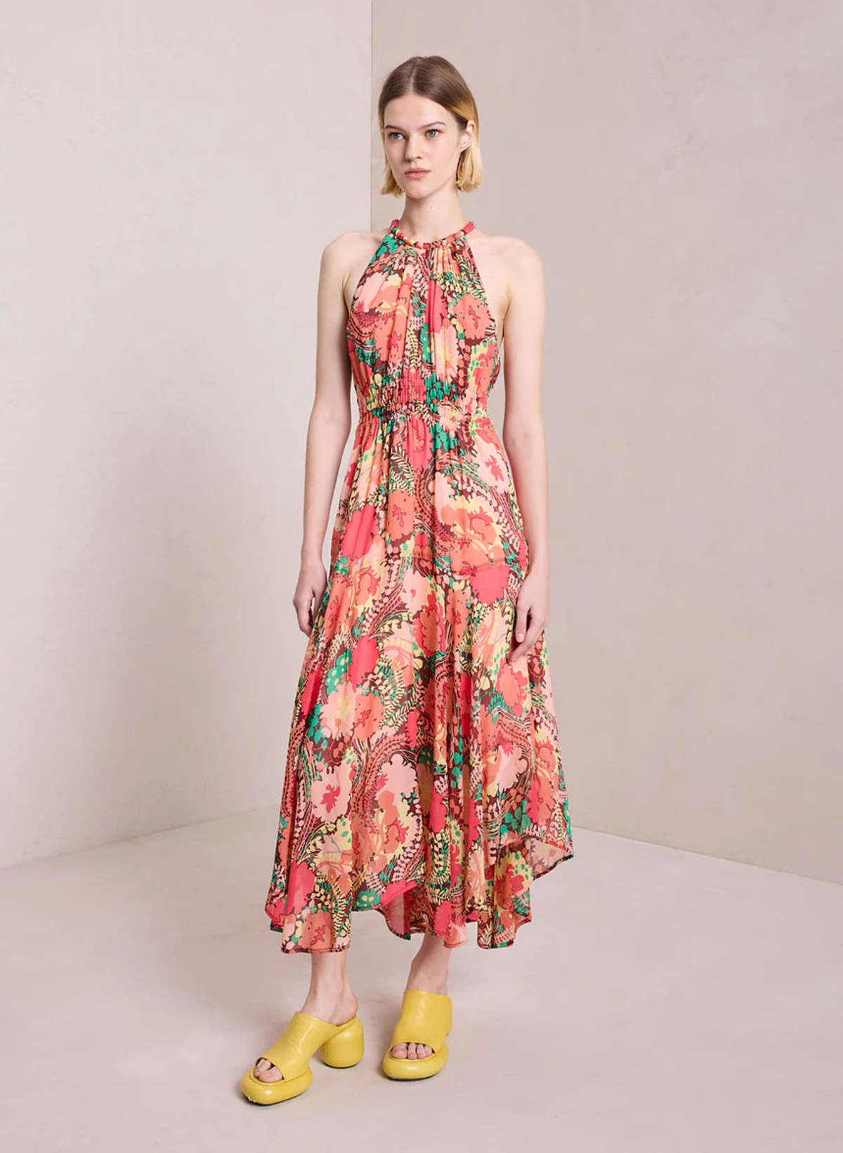 A.L.C. Ellie Silk Midi Dress - Bronze/Agave Multi | Garmentory
