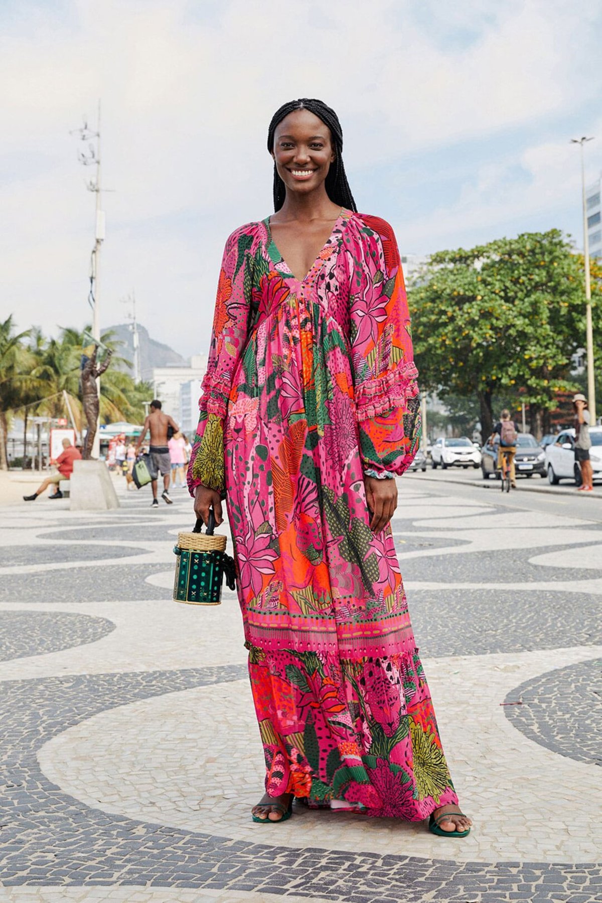 farm rio leopard maxi dress Farm Rio Rainbow Midnight Leopards Tiered Maxi Dress