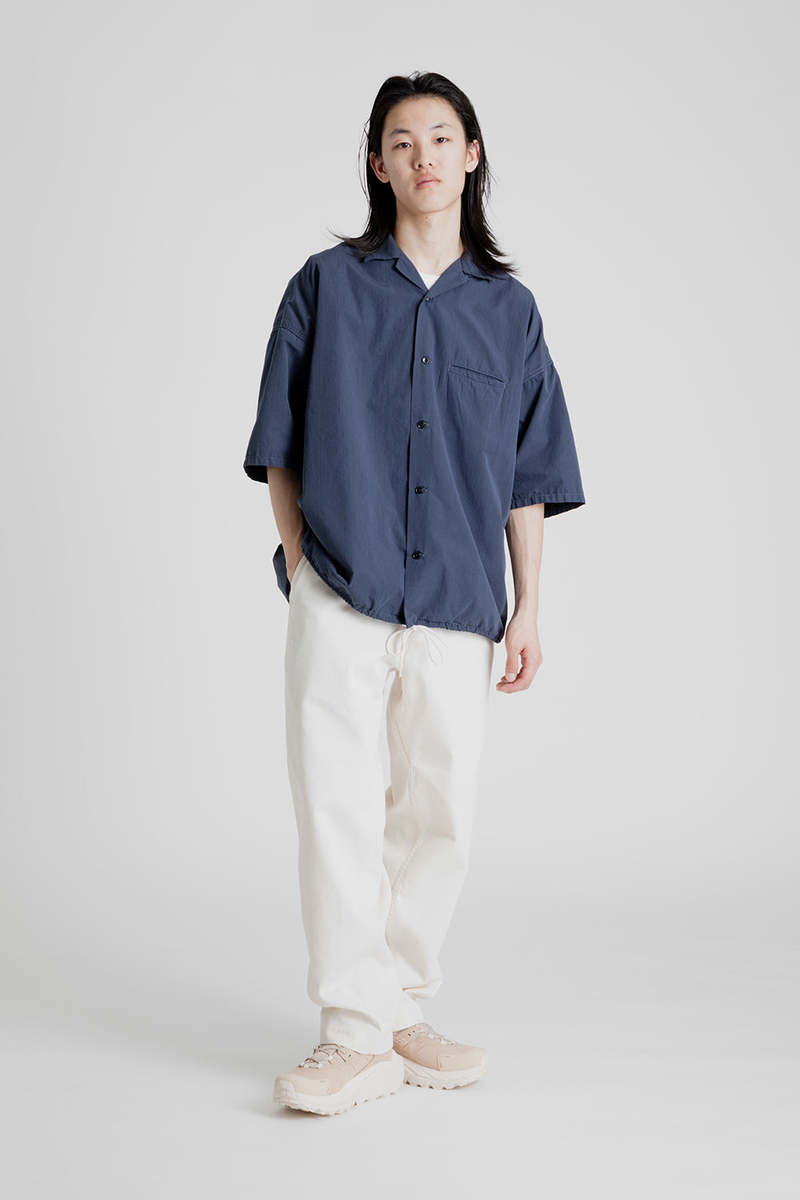 Nanamica Open Collar Wind H/S Shirt - Marine Navy | Garmentory