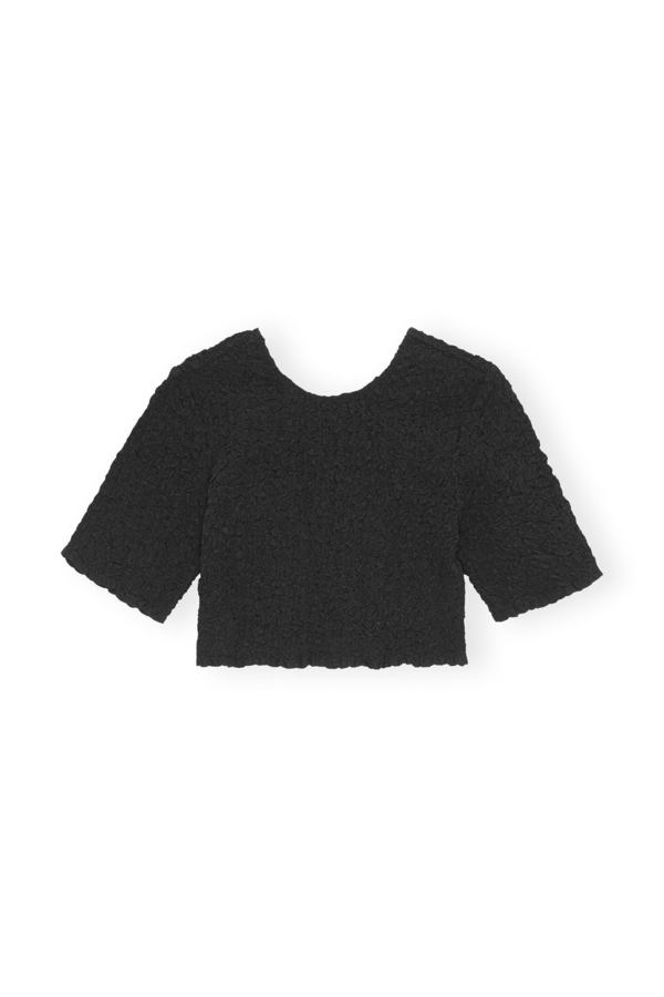 GANNI✨COTTON POPLIN CROPPED SMOCK TOP 36 GANNI TOP COTTON POPLIN O-NECK CROPPED SMOCK
