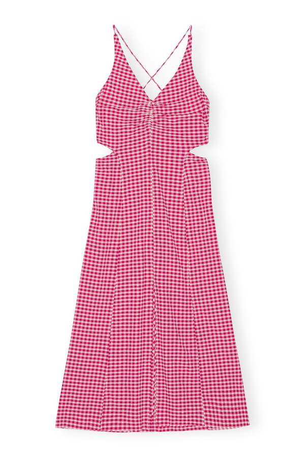 Ganni Stretch Seersucker Maxi Dress - Love Potion | Garmentory