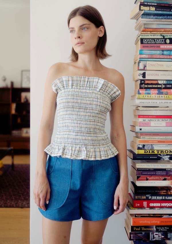 OhSevenDays Poche Shorts - Striped/Raw Blue