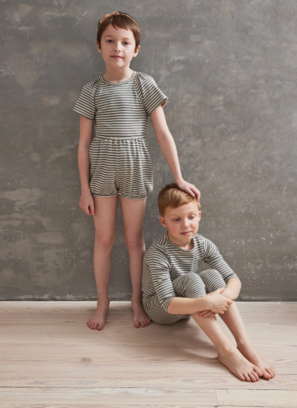 Kids Soor Ploom Flutter Tee - Stripe Eucalyptus | Garmentory