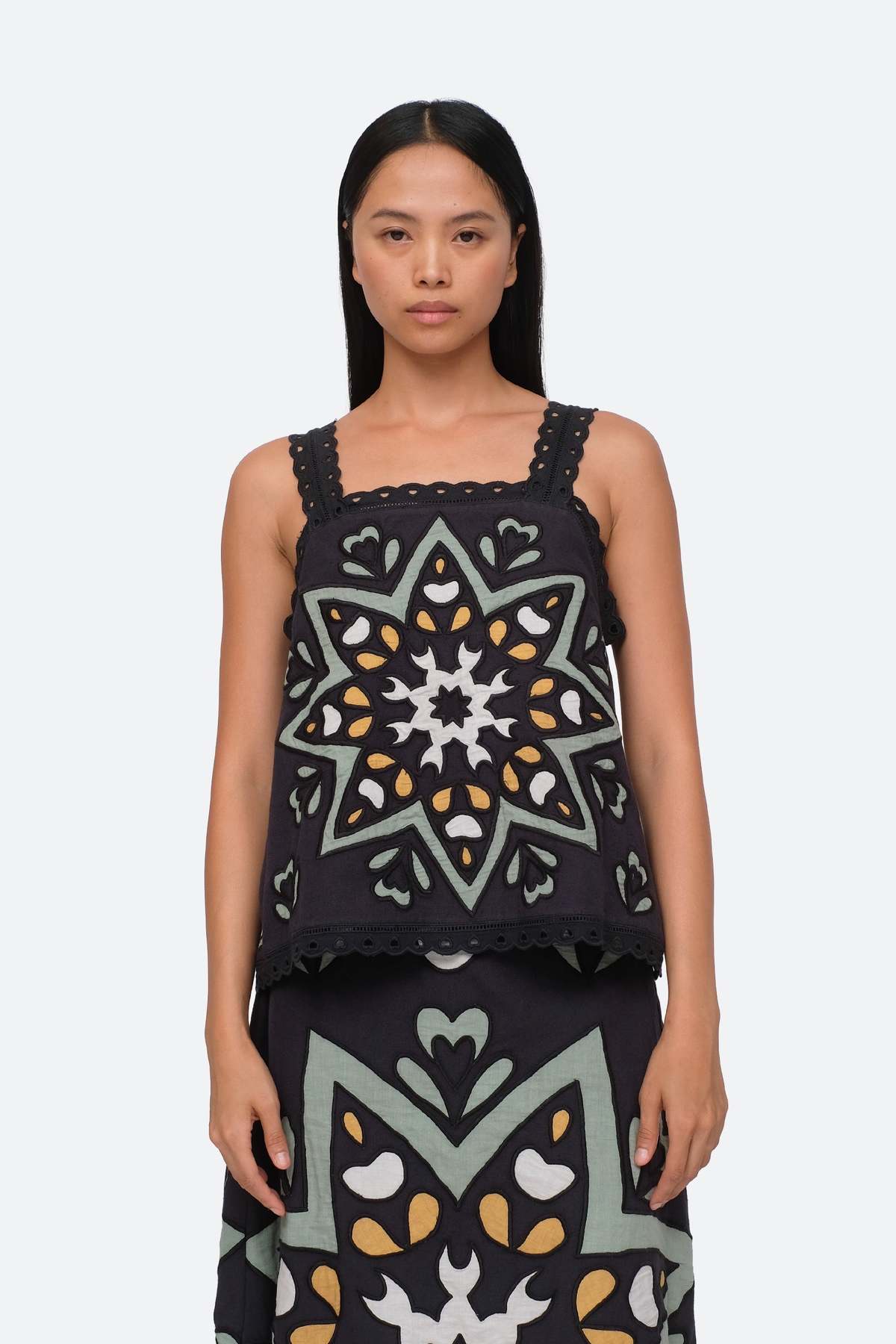 Sea NY Kaia Kaleidoscope Applique Tank - Sage | Garmentory