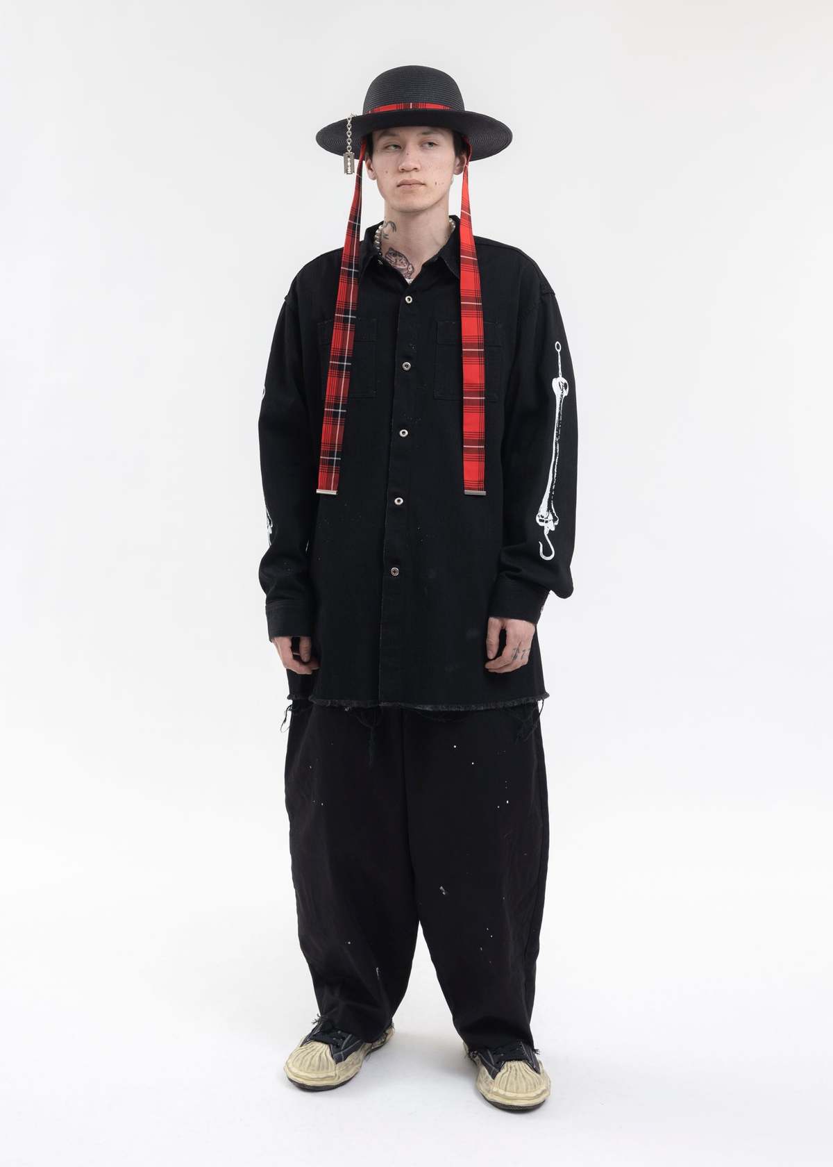 Kidill Distressed Fabric Two Tuck Cropped Pants - Black - Image 5 of 8