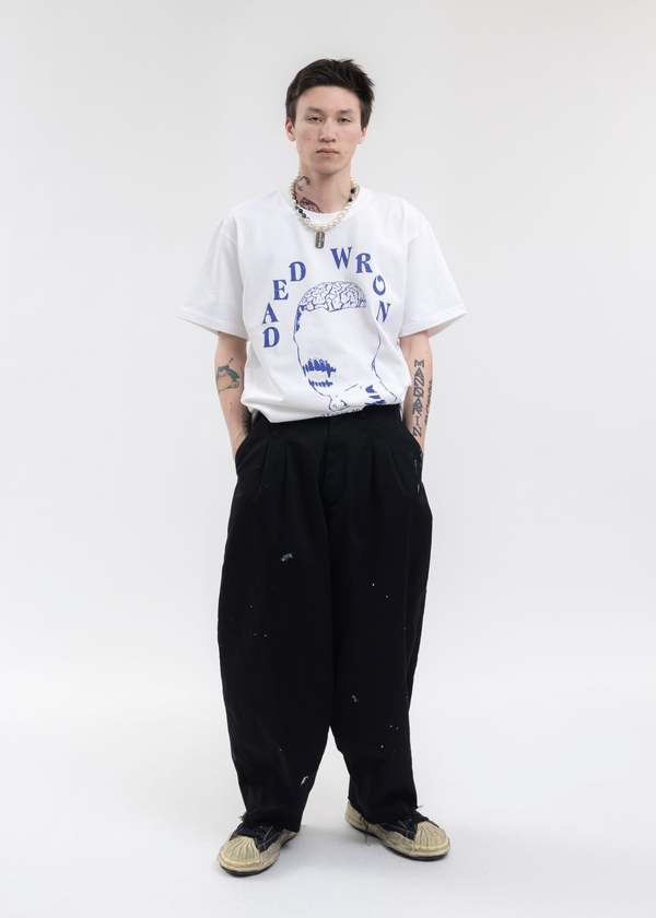 Kidill Distressed Fabric Two Tuck Cropped Pants - Black