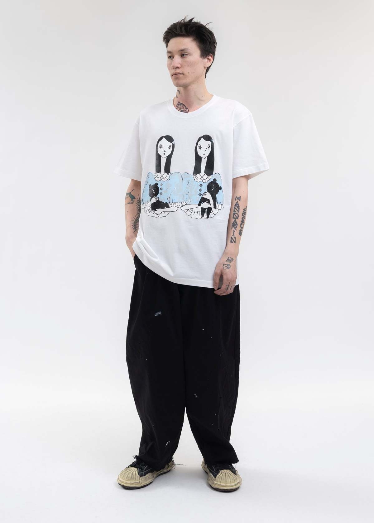 Kidill Distressed Fabric Two Tuck Cropped Pants - Black - Image 8 of 8