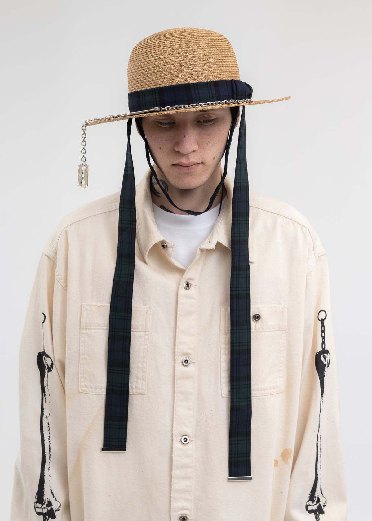 KIDILL × CA4LA BIG FUR HAT KIDILL Black CA4LA Edition Tartan Straw Hat Kidill