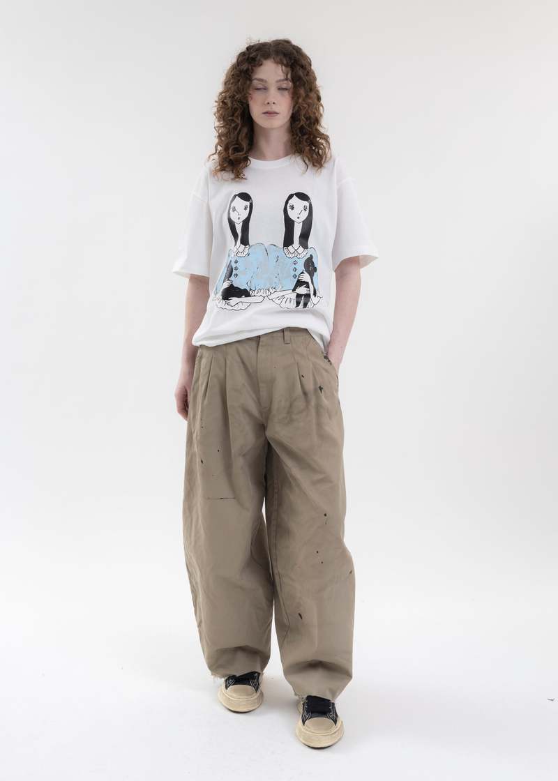 Kidill TWO TUCK CROPPED PANTS - CAMEL BROWN | Garmentory