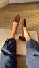 Prada Suede Grommet Heeled Loafer - Nutmeg - Thumbnail 1
