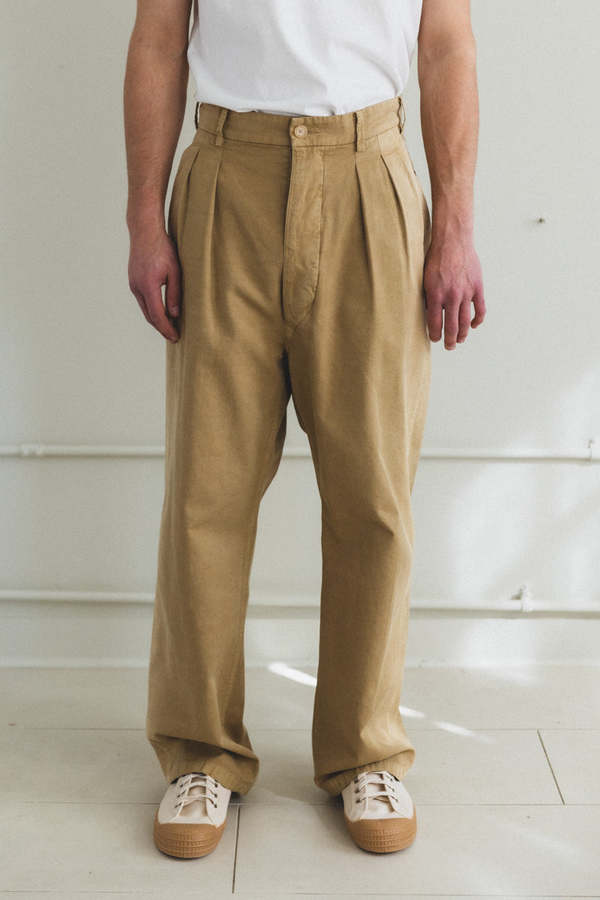 Auralee Finx Natural Gabardine Product Dyed Pants - Fade Beige