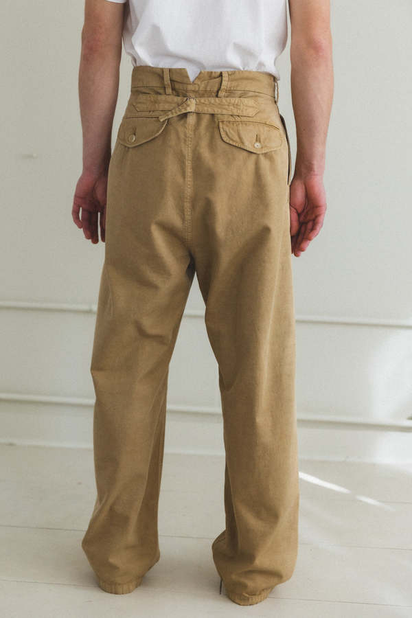 Auralee Finx Natural Gabardine Product Dyed Pants - Fade Beige