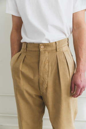 Auralee Finx Natural Gabardine Product Dyed Pants - Fade Beige