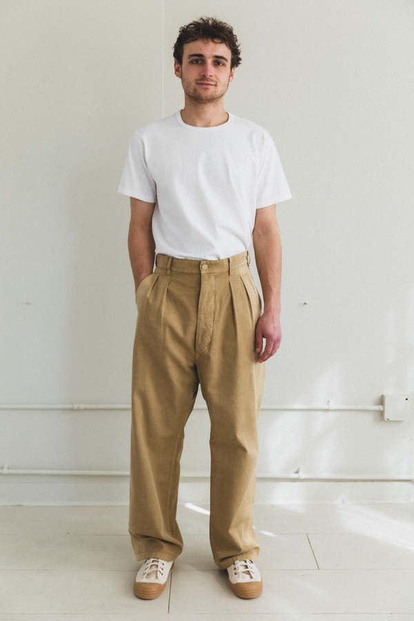 Auralee Finx Natural Gabardine Product Dyed Pants - Fade Beige