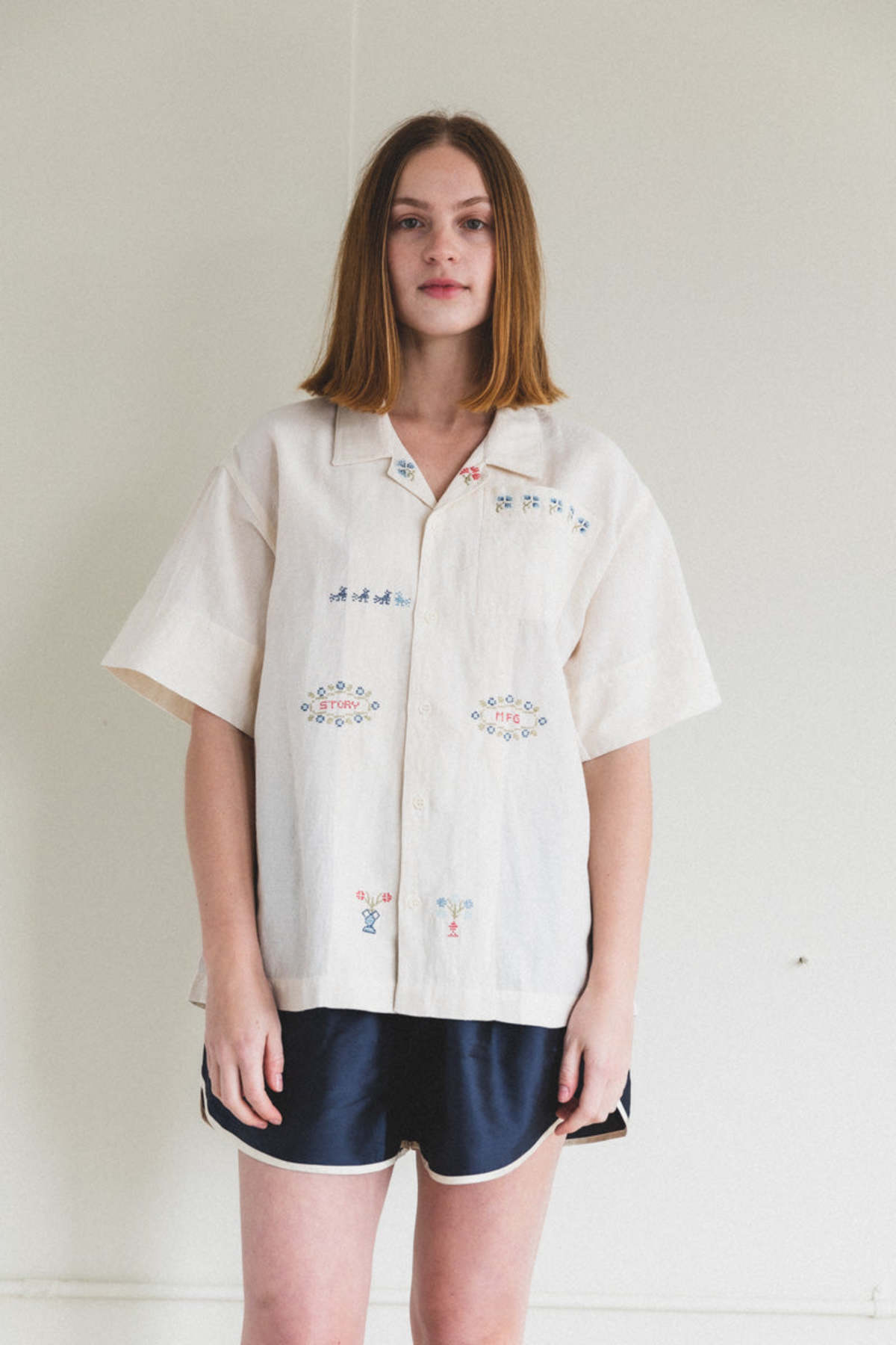 STORY mfg. Sampler Hand Embroidery Greetings Shirt - Image 2 of 14