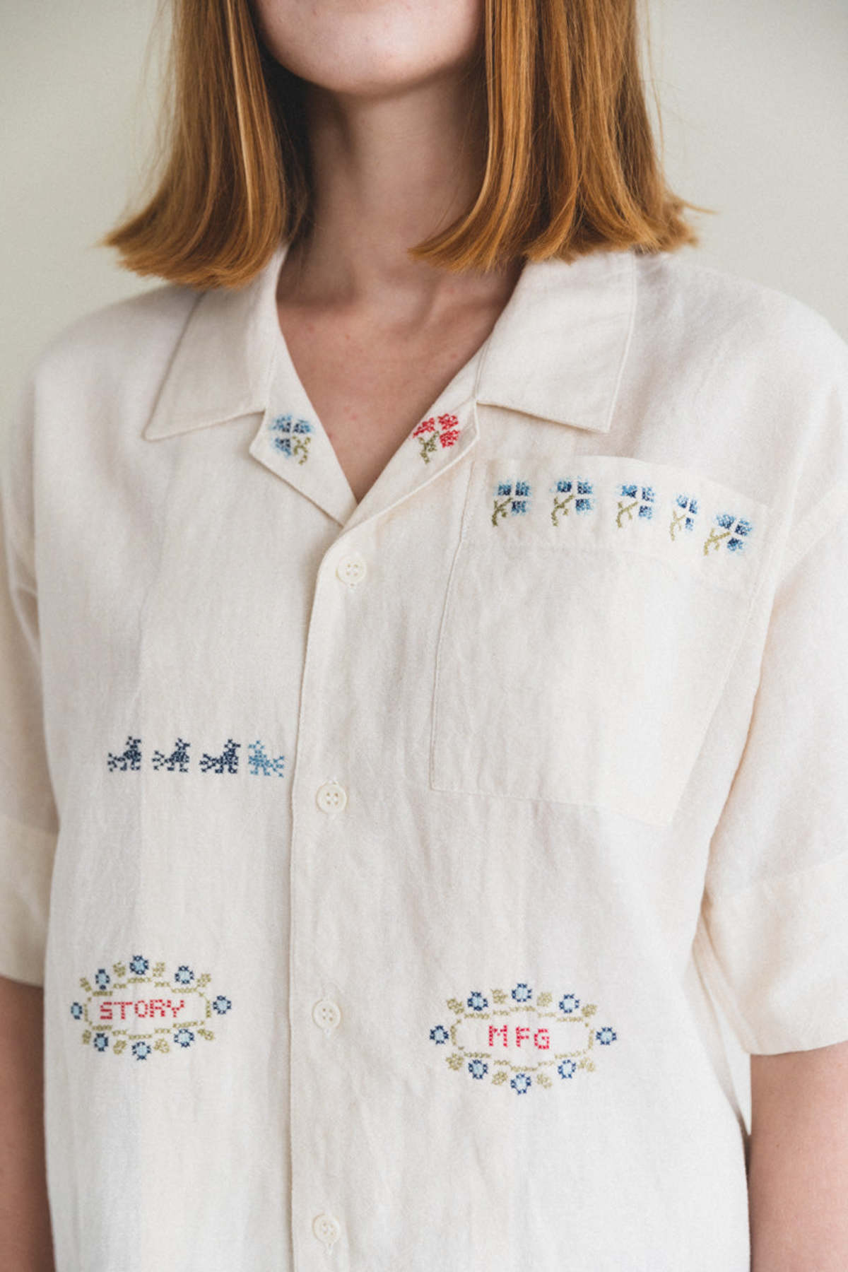 STORY mfg. Sampler Hand Embroidery Greetings Shirt - Image 3 of 14