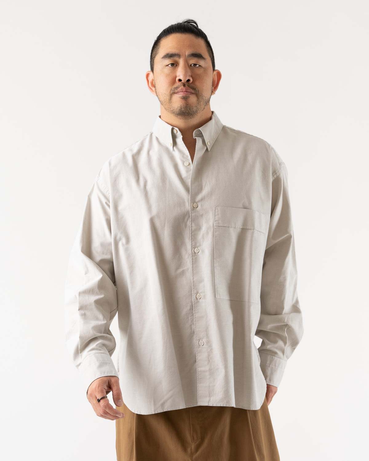 Studio Nicholson Keble Shirt in Reed | Garmentory Studio Nicholson Keble Shirt in Reed | Garmentory