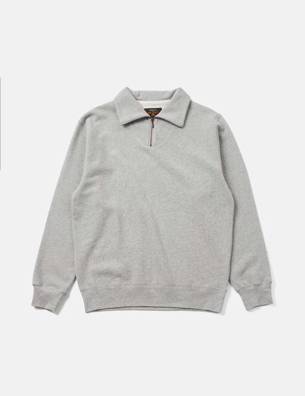 【関税込み】BEAMS Half zipper sweatshirt Beams Plus Men's Half Zip Sweatshirt in Grey Beams Plus