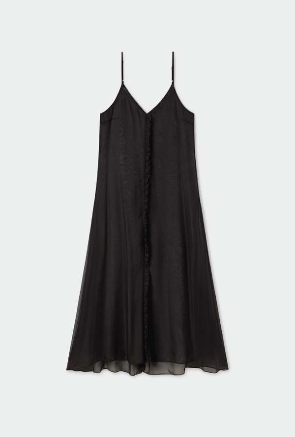 Silk Laundry Chiffon Toni Ruffle Dress - Black | Garmentory Silk Laundry Chiffon Toni Ruffle Dress - Black | Garmentory