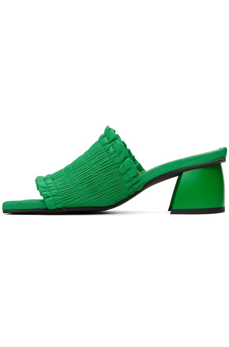 GANNI Green Smock Mules | Garmentory