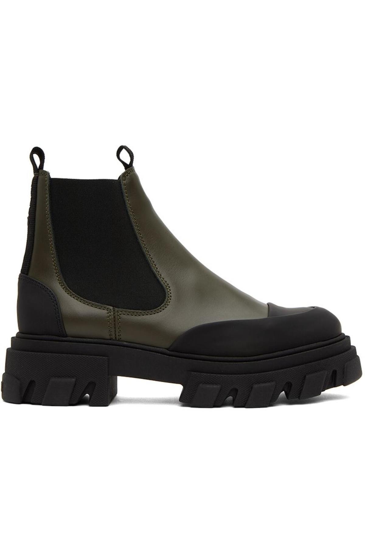 GANNI Khaki Low Chelsea Boots | Garmentory