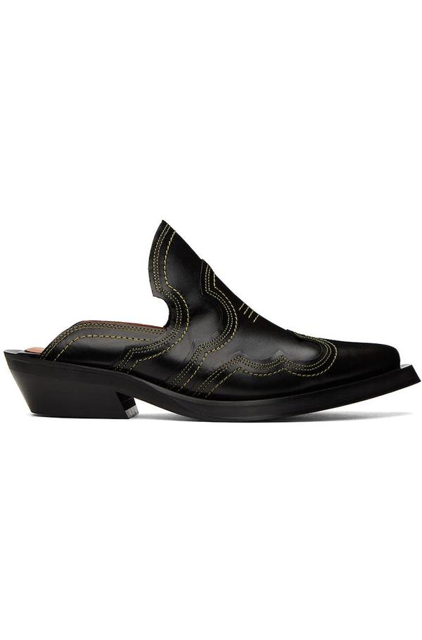 GANNI Black & Yellow Western Mules | Garmentory