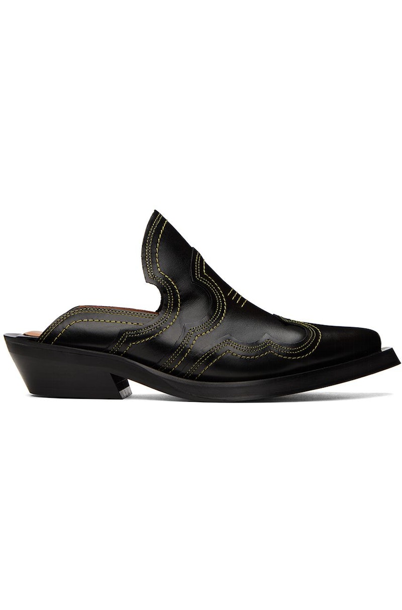 ganni ミュール 41 ブランド古着 GANNI-Black---Yellow-Western-