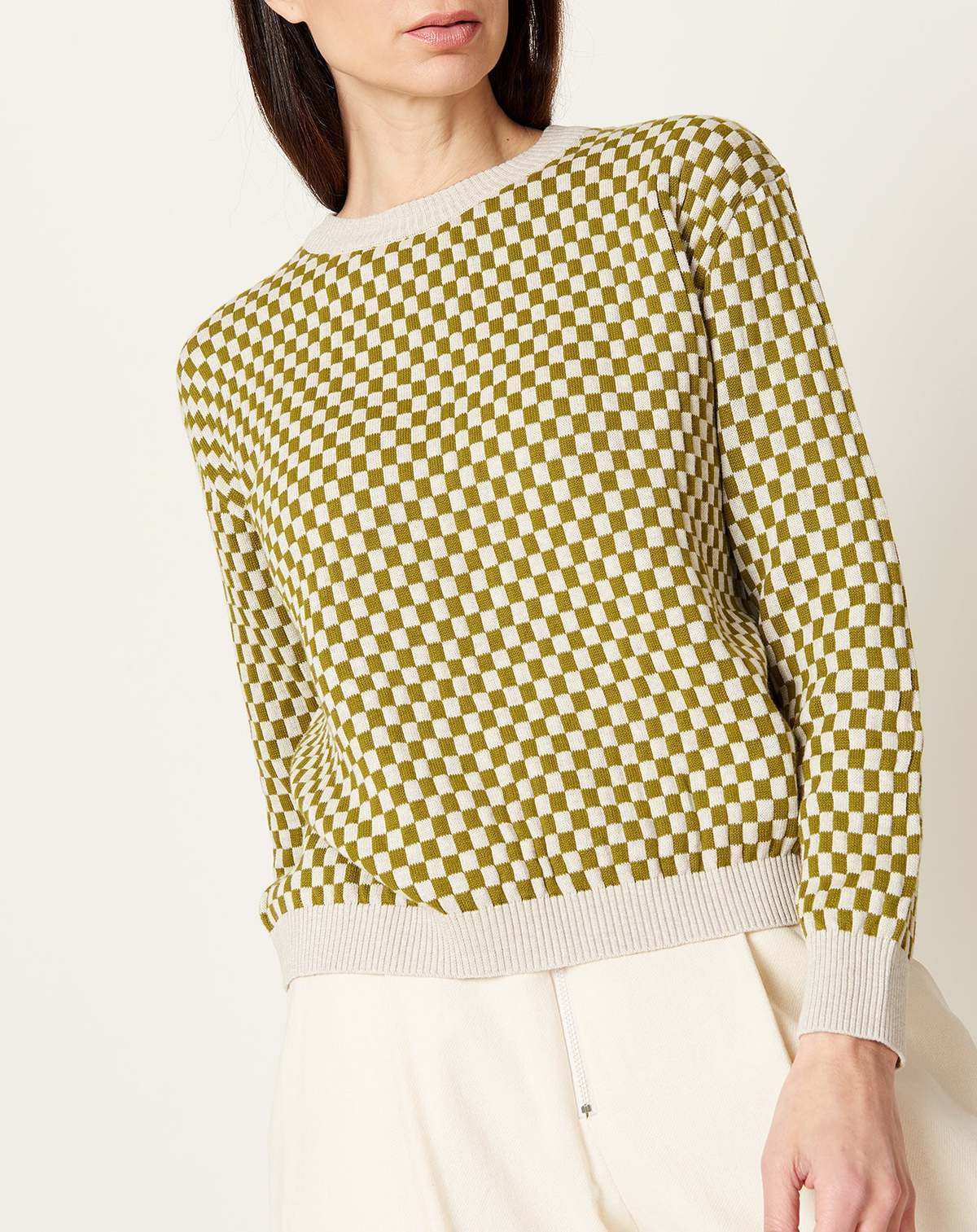 Checkerboard Knit Crew in Lawn Check | Garmentory