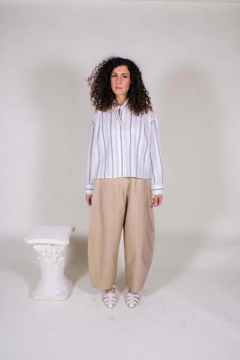 Cordera Striped Checkered Shirt - Indigo | Garmentory