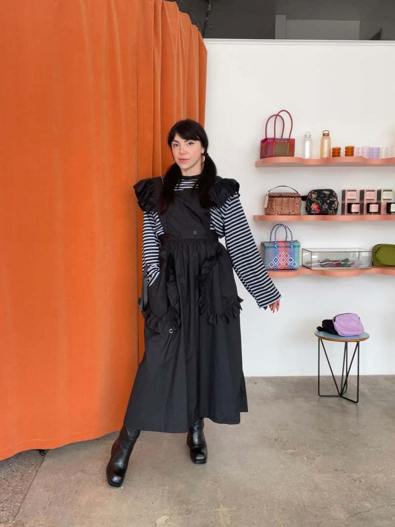 KkCo Lulu Apron Dress - Black | Garmentory
