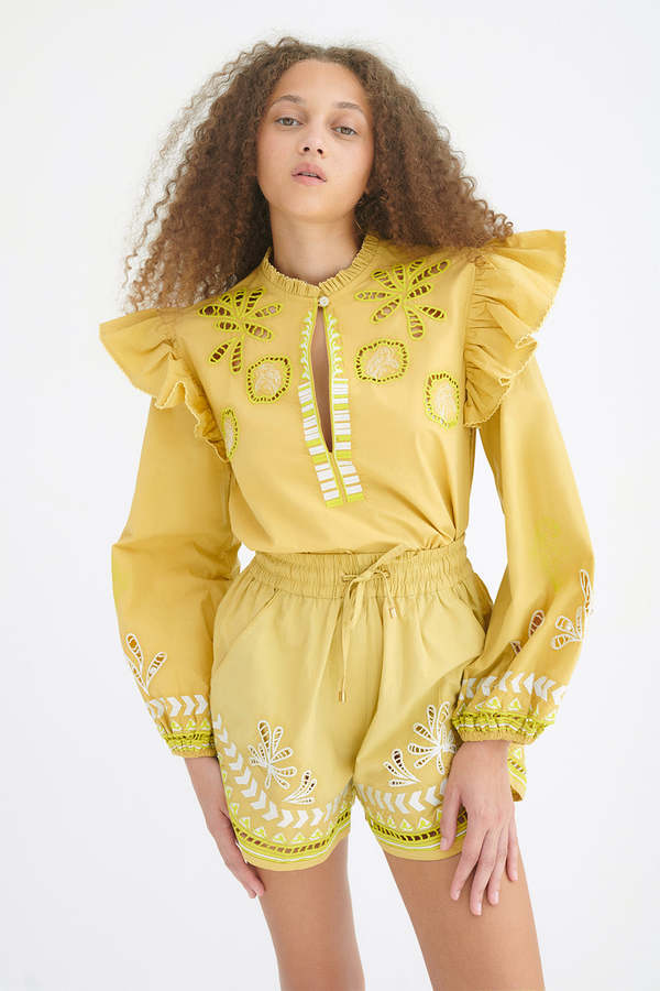 Chufy HENRY EMBROIDERED SHORTS - SOUMY OLIVE Chufy HENRY EMBROIDERED SHORTS - SOUMY OLIVE