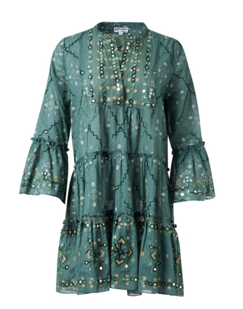 green emerald velvet dress Cactus Ginkgo Low Back Dress → Juliet Dunn London main image 0