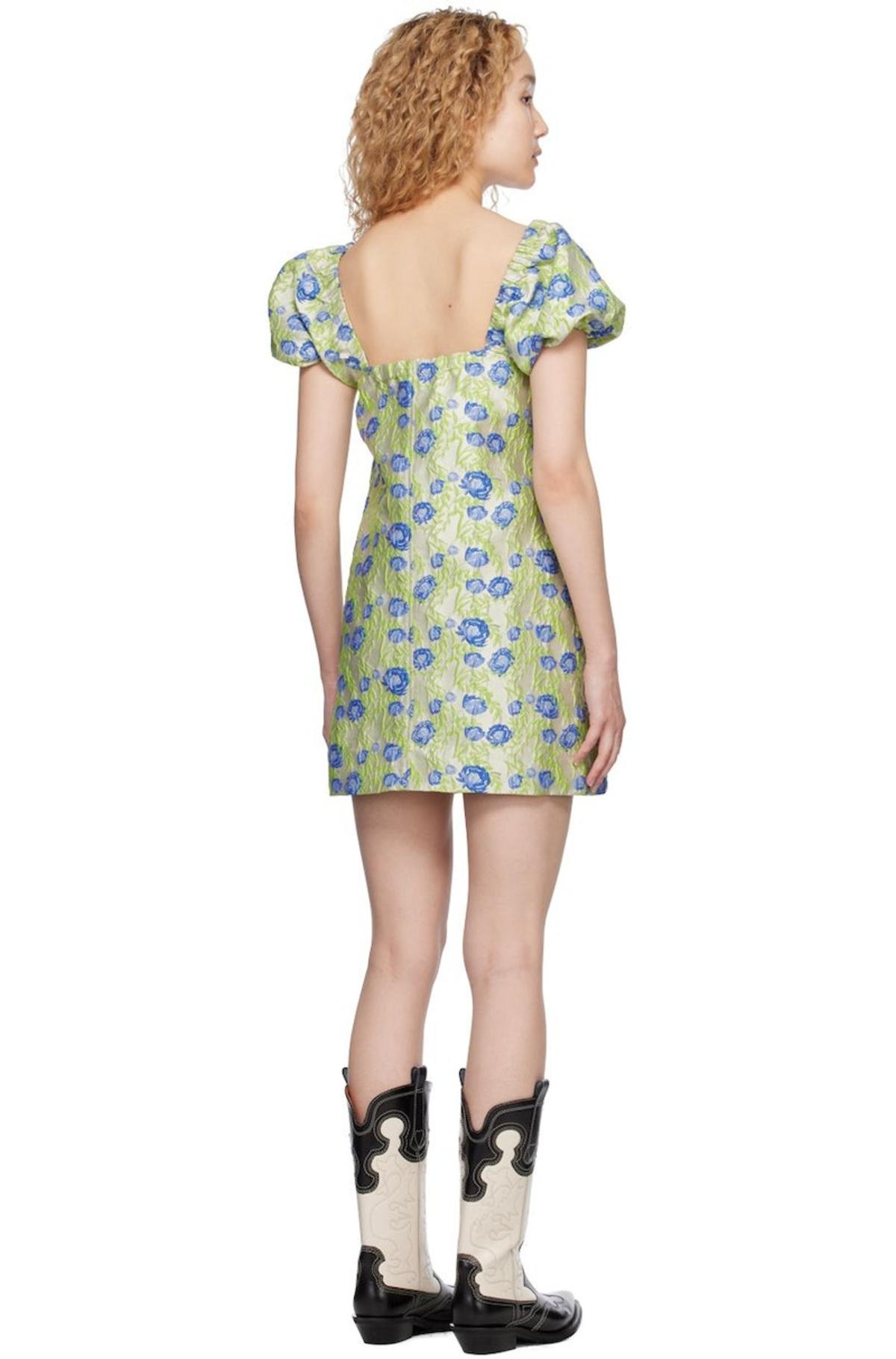 GANNI Floral Minidress - Oyster Gray | Garmentory