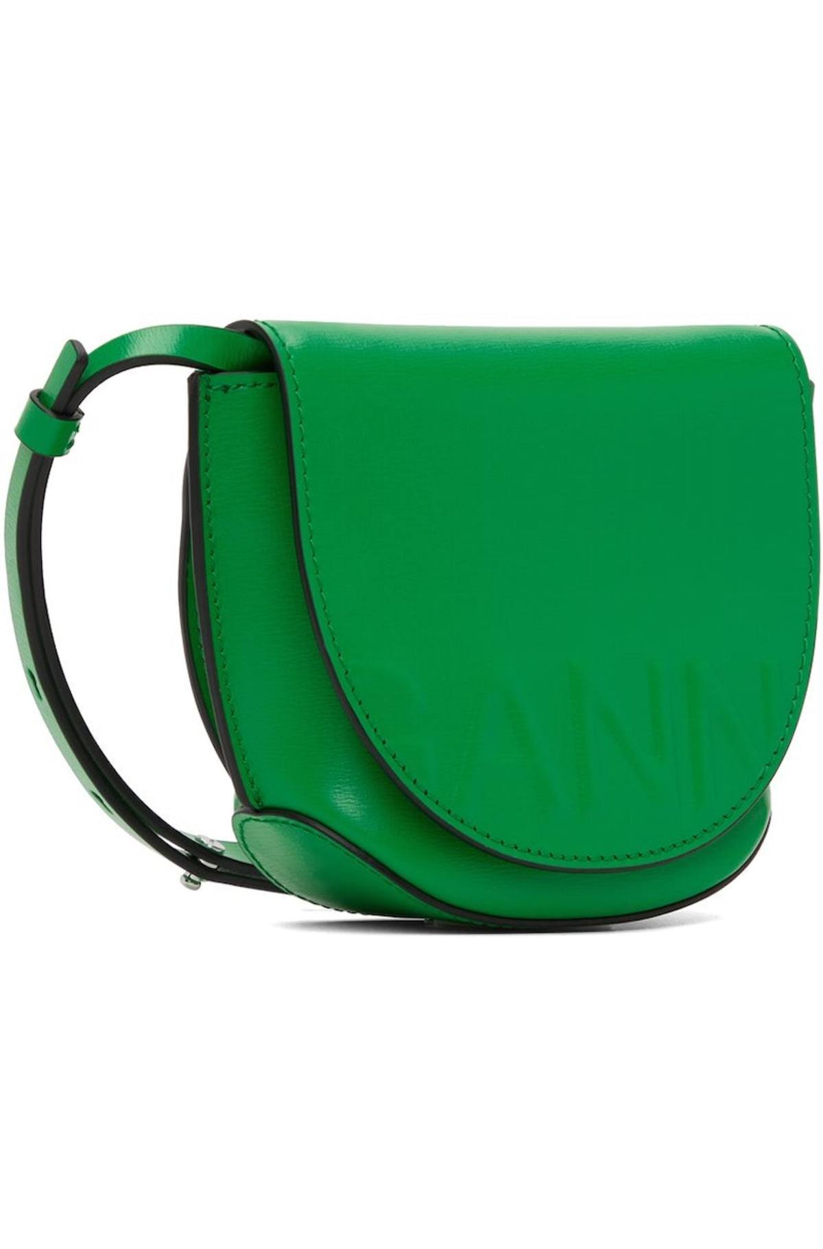 GANNI Nano Banner Saddle Bag Kelly Green Garmentory