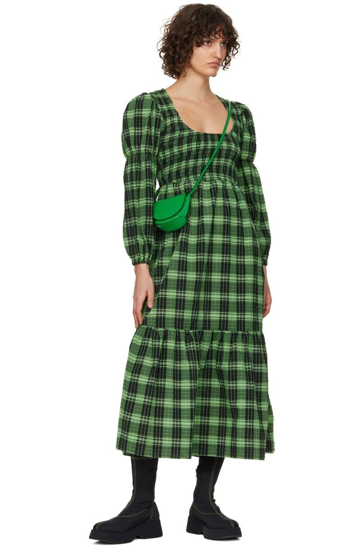 GANNI Nano Banner Saddle Bag Kelly Green Garmentory