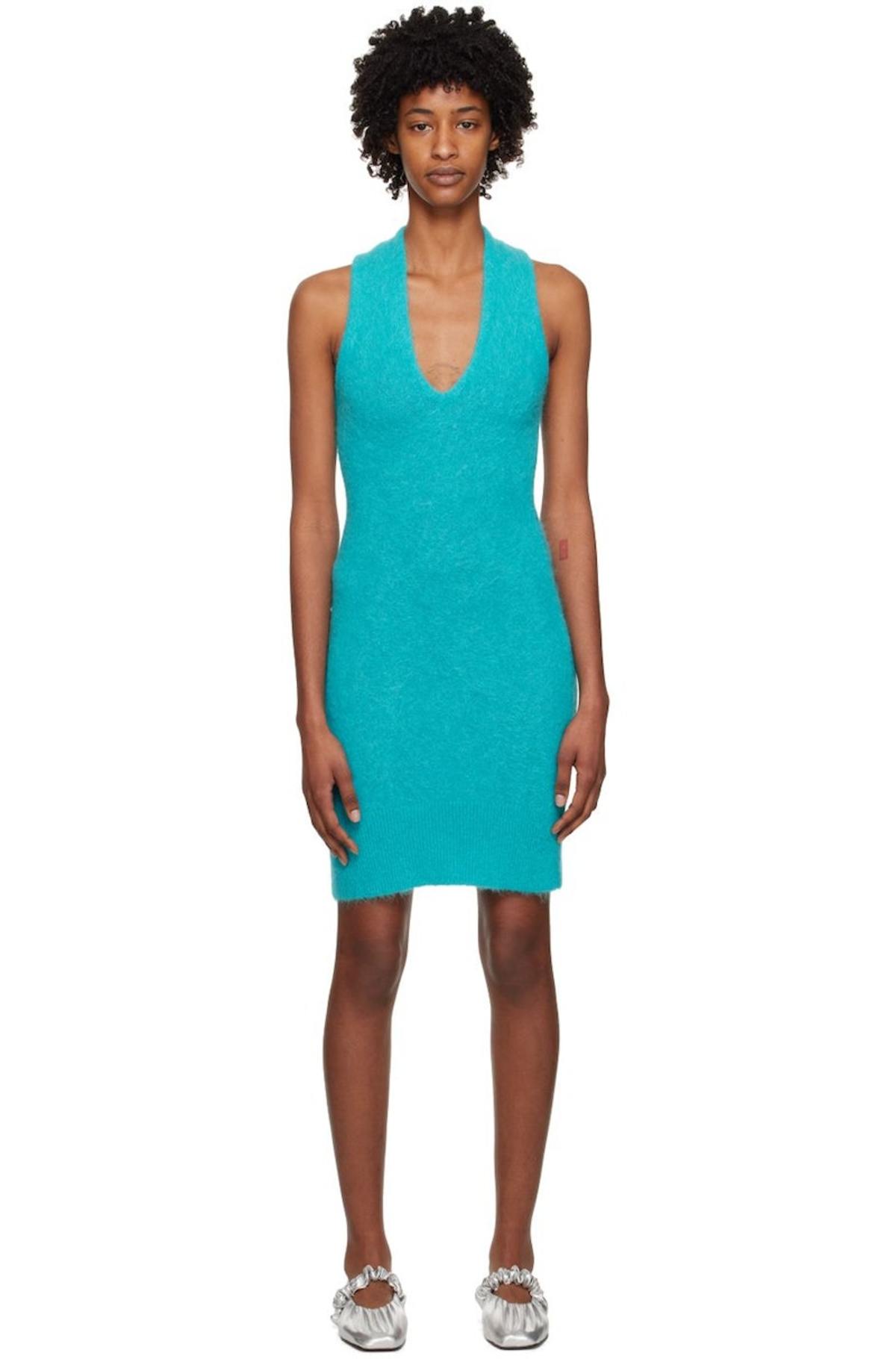 GANNI Cutout Minidress - Blue Curacao | Garmentory