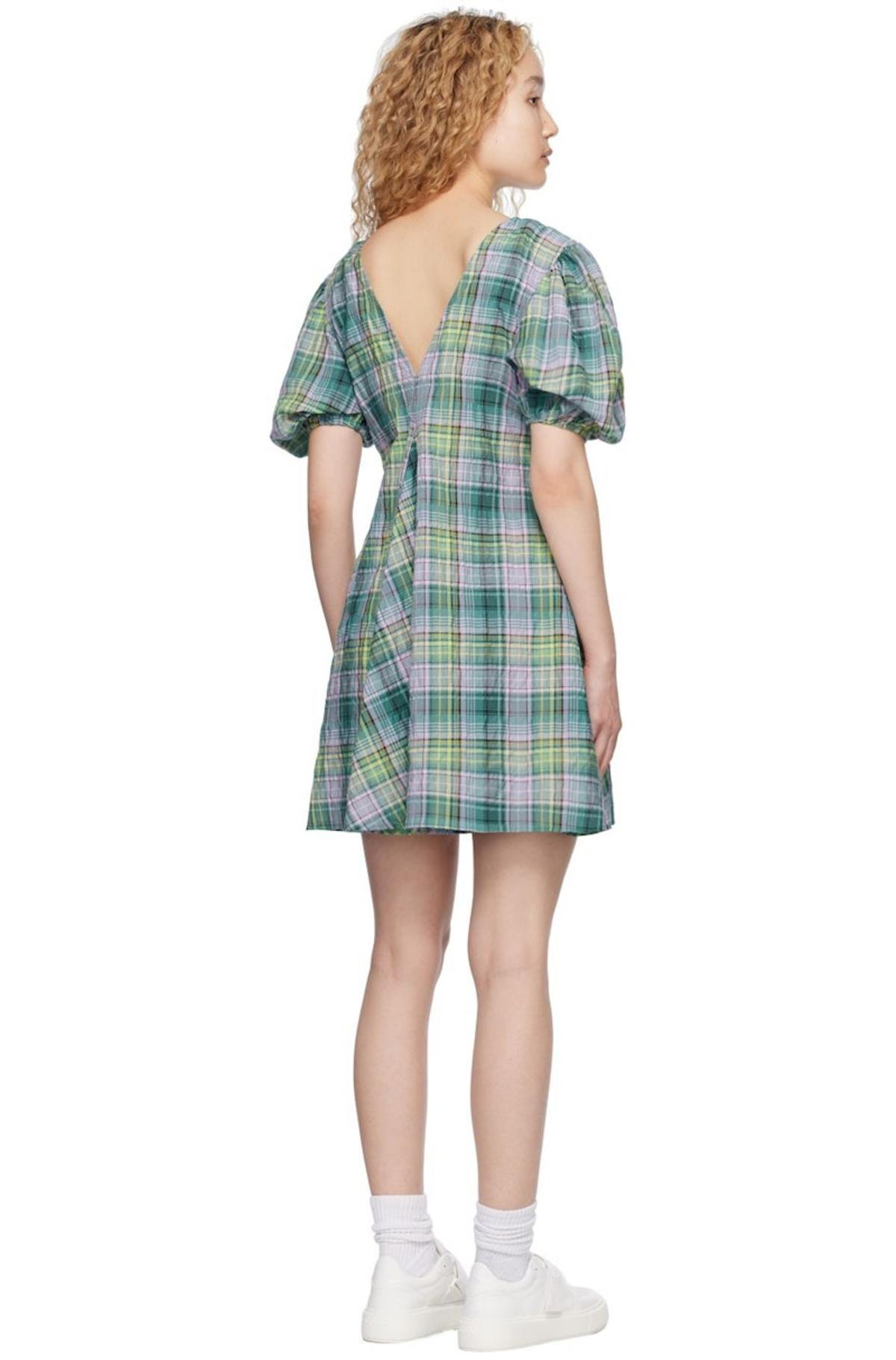 green emerald velvet dress Seersucker Check Wrap Mini Dress in Gingham Starfish  SVRN