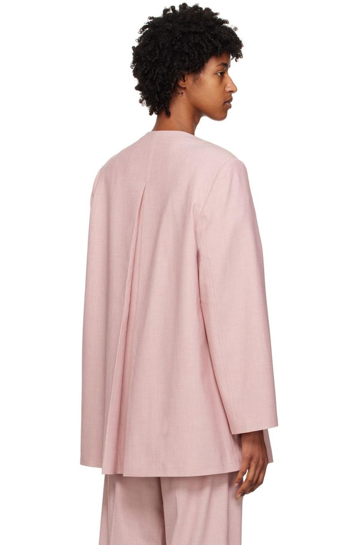 GANNI Oversized Drapey Blazer Pink Tulle