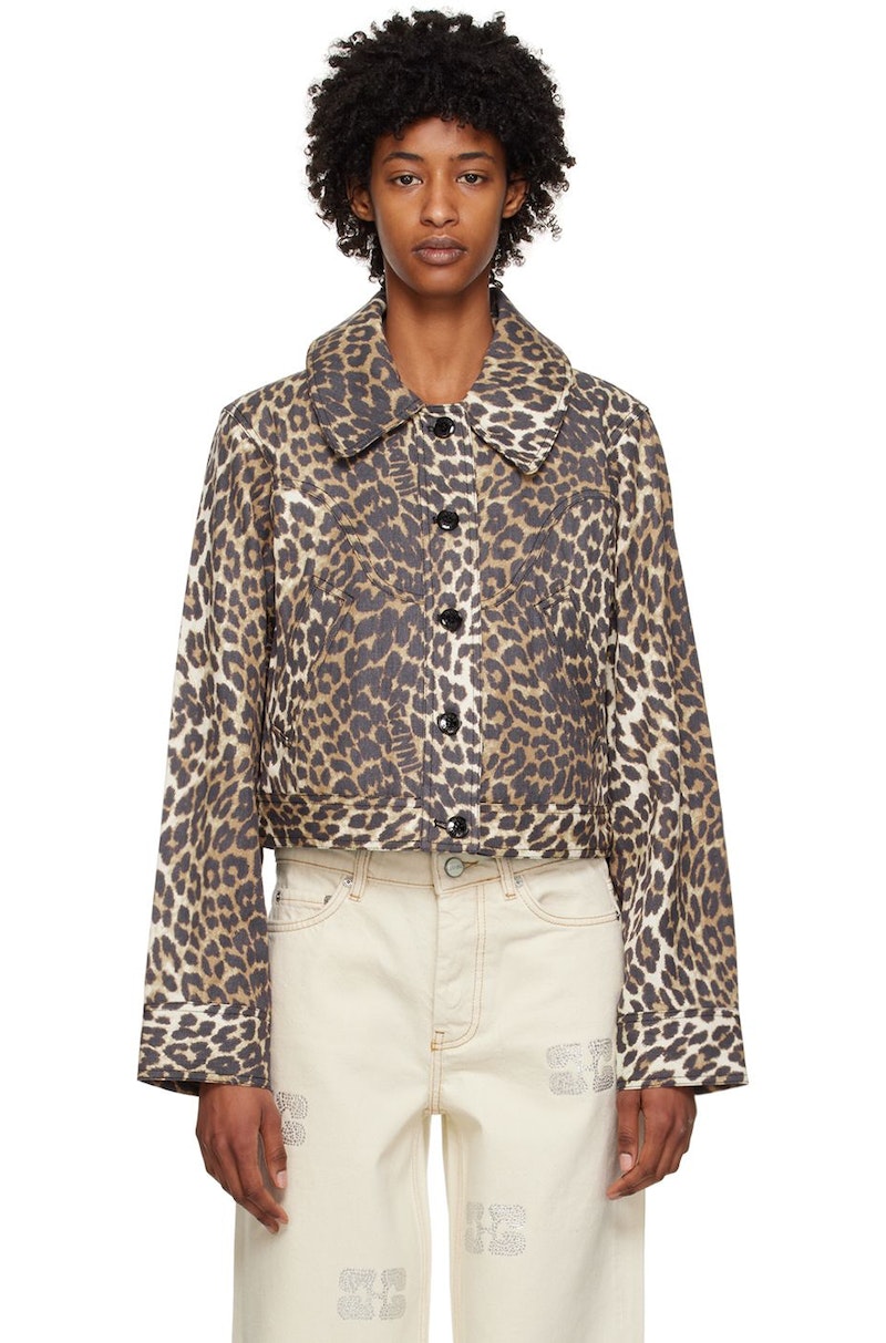 ジャケット Ganni Leopard denim jacket Brown Leopard Denim Jacket | GANNI US