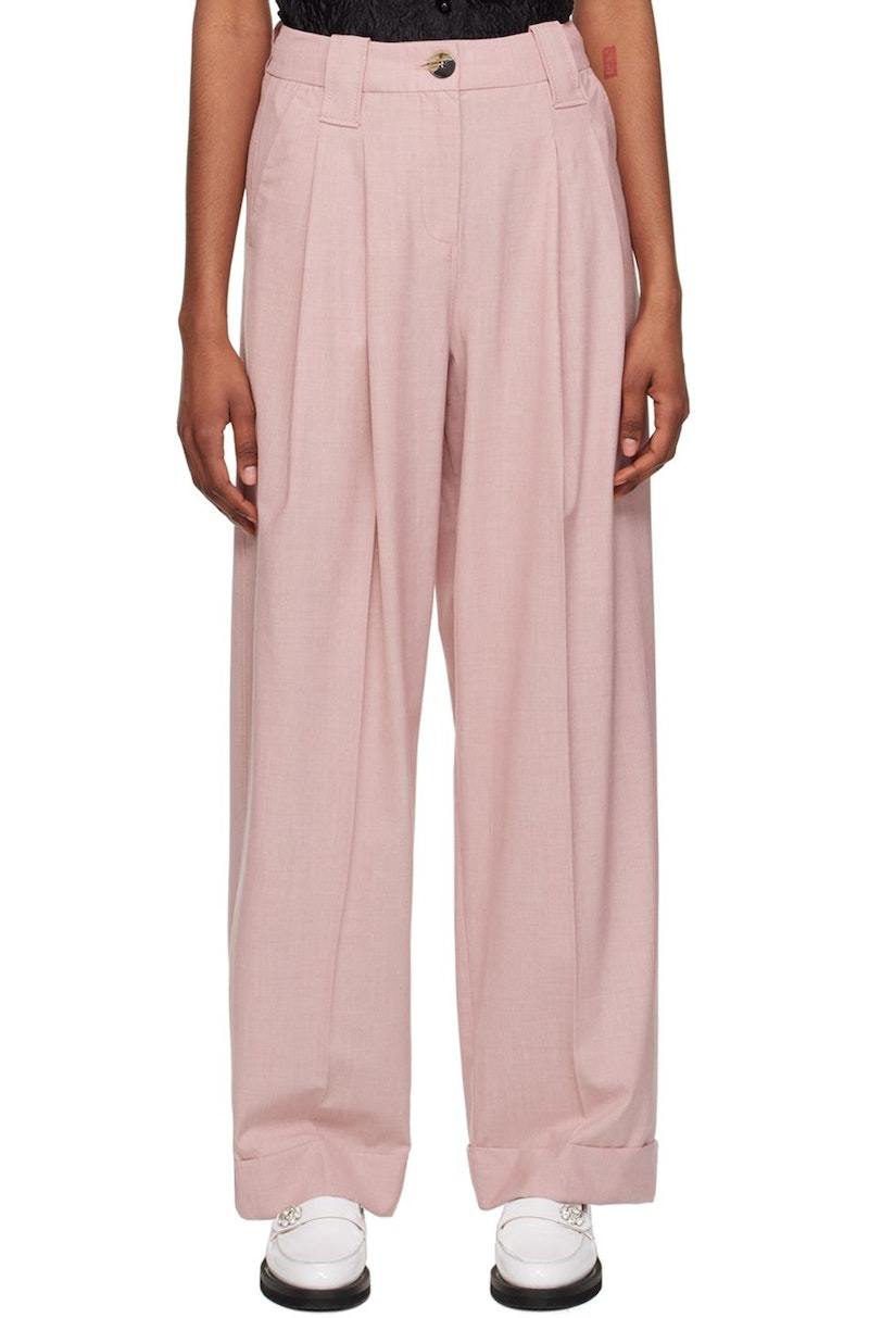GANNI Drapey Trousers - Pink Tulle | Garmentory