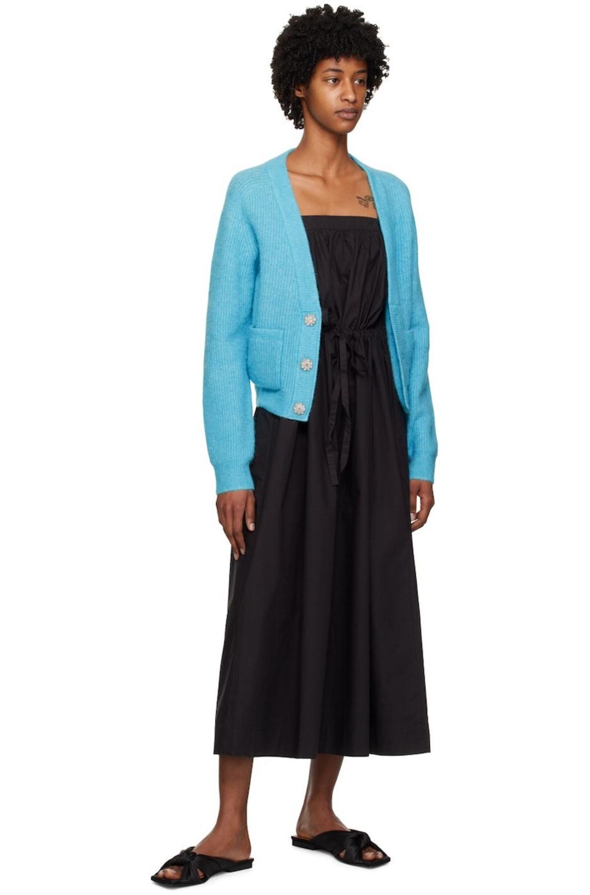 GANNI クロップド カーディガン ブルー GANNI Crystal-Cut Cardigan - Blue Curacao | Garmentory