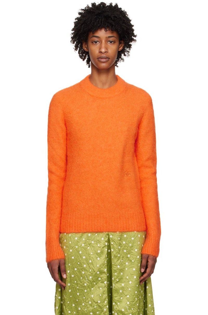 GANNI / ニット・セーター(厚手)/XS/ウール/オレンジ/2580 GANNI Crewneck Sweater - Vibrant Orange | Garmentory