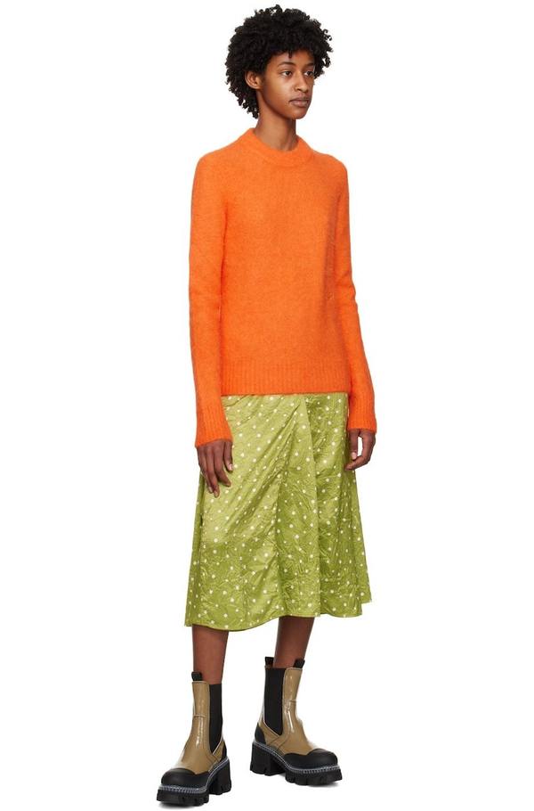 GANNI Crewneck Sweater - Vibrant Orange | Garmentory