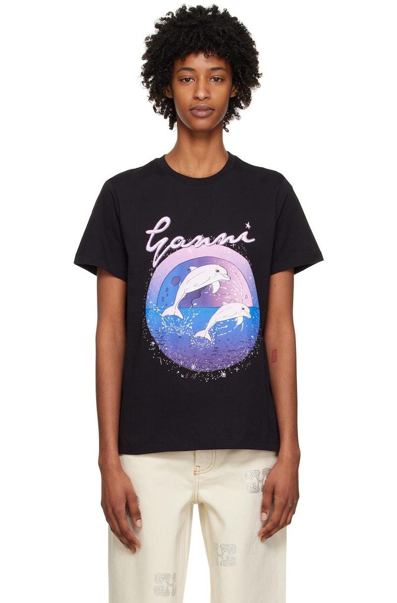 GANNI　ドルフィン　Tシャツ GANNI Dolphin T-Shirt - Black | Garmentory