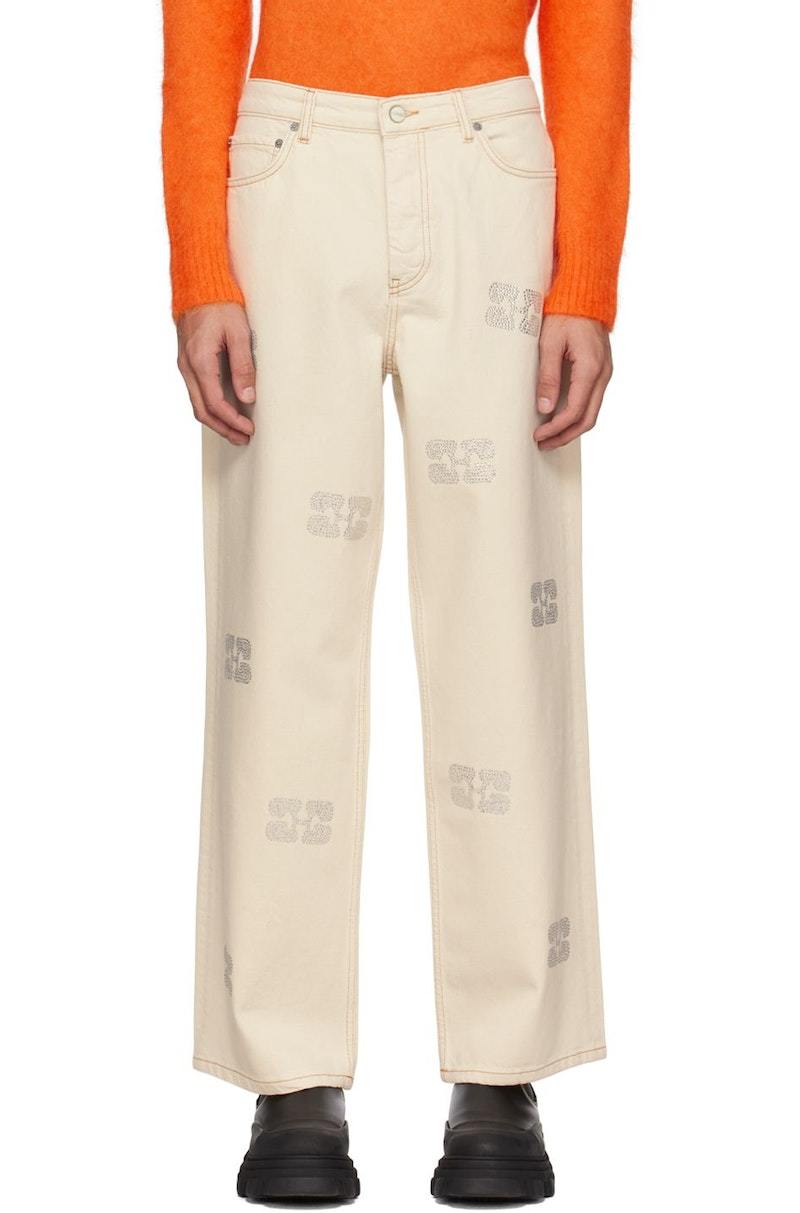 GANNI Sparkle Izey Jeans - Vanilla Ice | Garmentory
