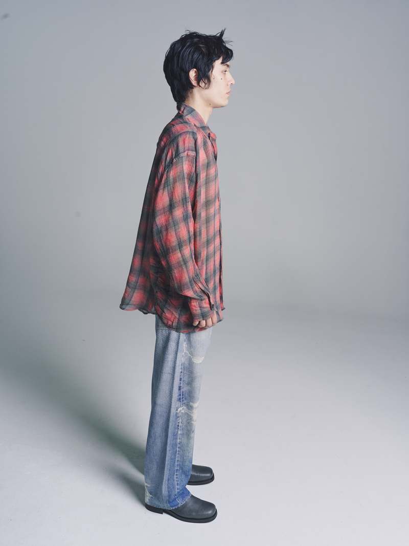 トップス Our Legacy BORROWED SHIRT Big Print 46 Our Legacy - Borrowed Shirt Big Lumbercheck Print