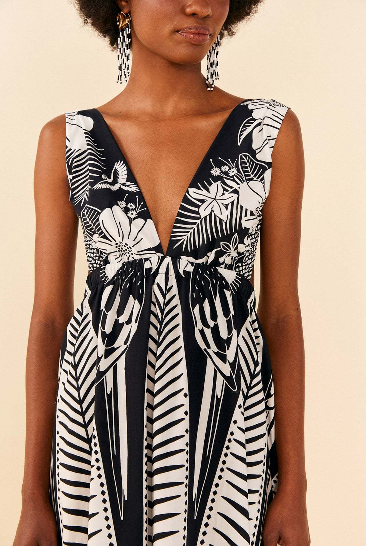 black macaw elegance organic cotton midi dress Lorena Cotton Midi Dress / Black | MESHKI main image 0