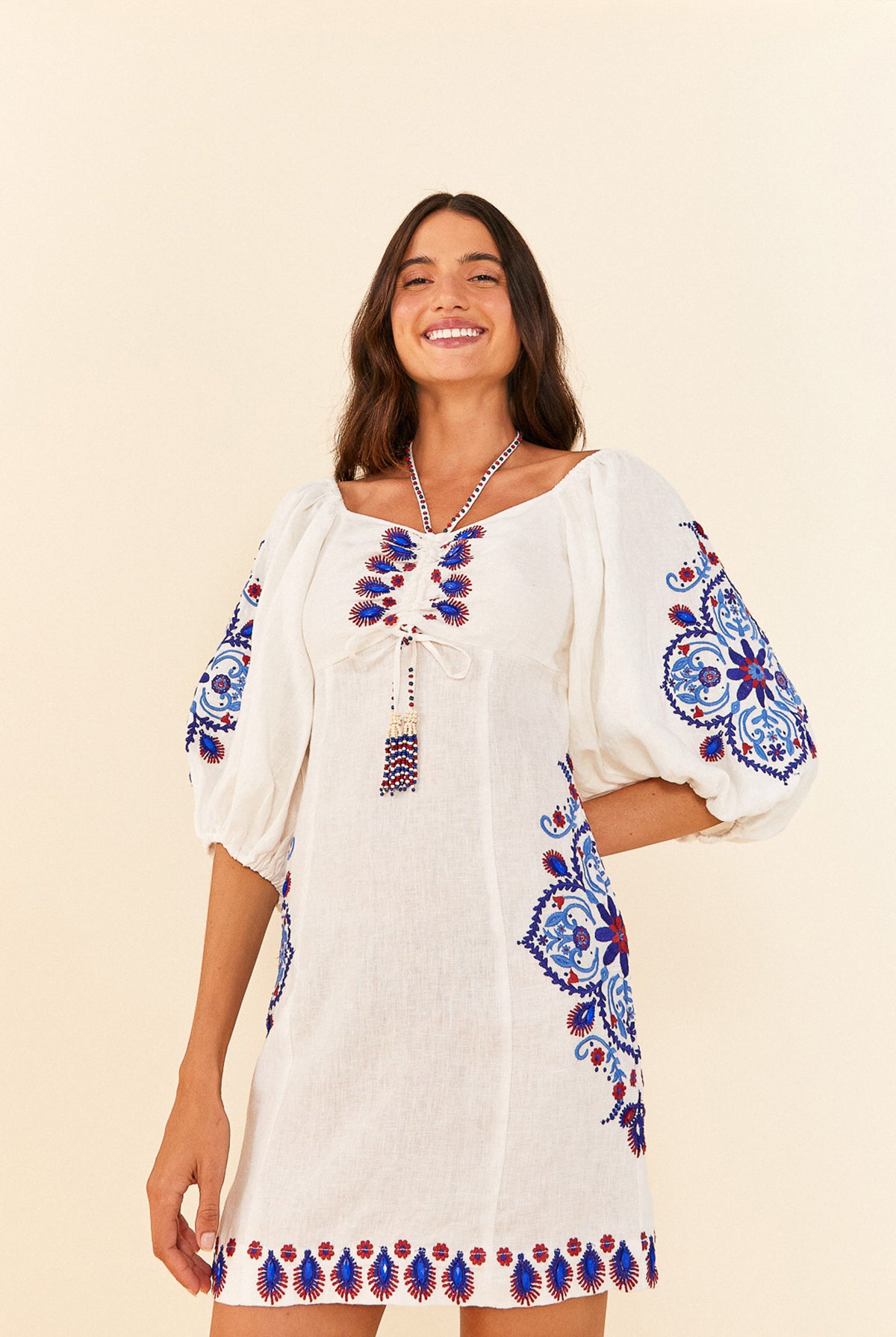 Farm Rio Embroidery Mini Dress - Off White | Garmentory